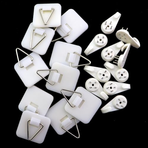 Image of 10PCS Square Plastic Hooks with Adhesive Backing Self Adhesive Picture Hanger Wall Mounted Plate Hooks Invisible Plate Hanger White