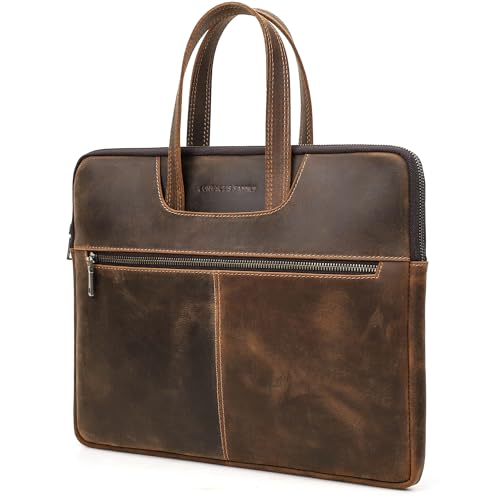 Catapurus PC SLEEVE-COFFEE-BRIEFCASE-15.4 Top Grain Leather 15.4 Inch Slim Laptop Briefcase Handbag cover