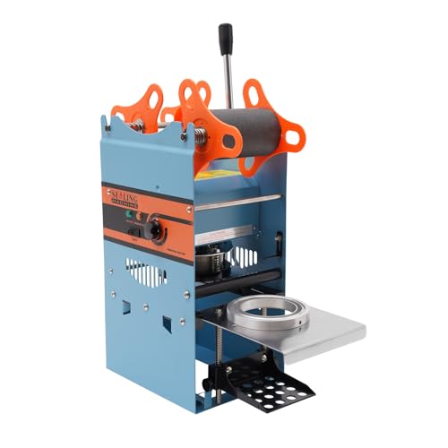 Máquina selladora de té con leche, 300 W, sellador manual, máquina de 220 V, máquina de sellado de taza de té Boba para tiendas de té con leche, cafeterías, tiendas de pasteles, tiendas de postres