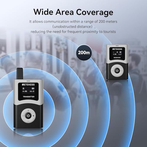 Retekess T130U(4nd Gen T130) Sistema de guía turística inalámbrico, audífonos para guía, alcance 200m, 40h batería, sistema de asistencia para grupos de viaje (3 transmisores 47 receptores) miniatura 5