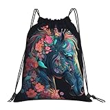 TZTTZT Mochila deportiva con cordón de caballo con estampado floral colorido, pequeñas bolsas de gimnasio para hombres y mujeres, mochila de cuerda