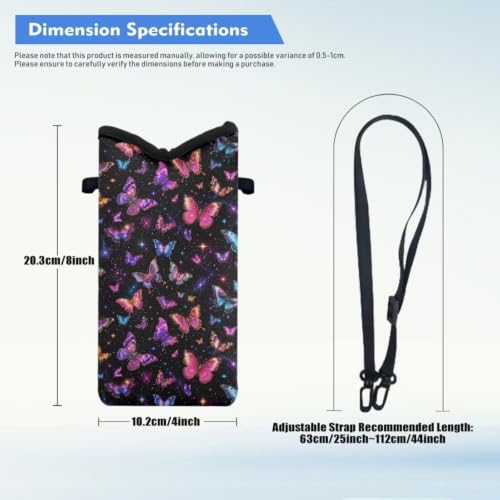 Image of Women Men Small Crossbody Phone Bag Cellphone Wallet Purse Compatible with Most Smartphones Phone Carry Pouch for Travel, Outings, Beach, 8 x 4 inch, Galaxy Butterfly Pink Violet Black