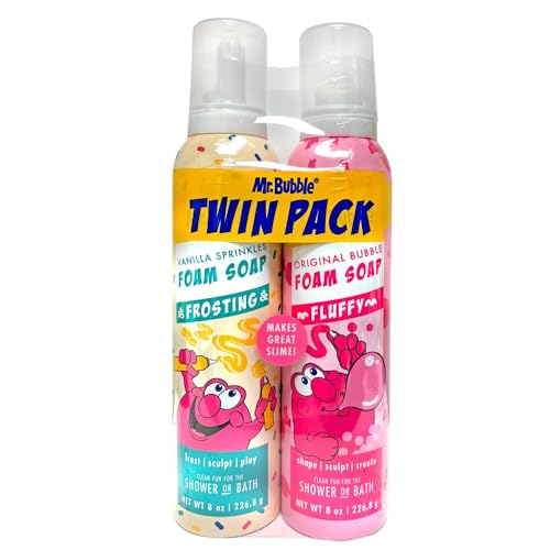 Mr. Bubble Twin Pack Foam Soap - Sculpt and Draw in the Tub; Soft, Moldable, Gentle, Scented Foam (Pack of 2, 8 fl oz Each)