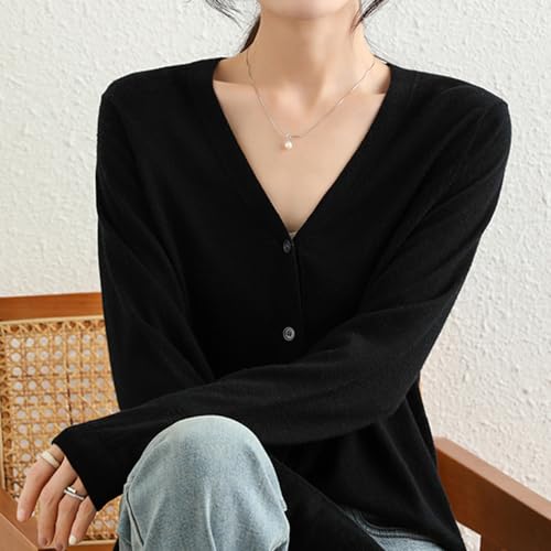 Women's 100% Merino Wool Lightweight V-Neck Cardigan Sweater Button Down Long Sleeve Knitwear Outwear Tops3