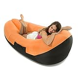 Grueso y duradero: los materiales de esta tumbona inflable son tela de poliéster ligera y duradera, fácil de limpiar y resistente al agua, se puede utilizar en césped, arena y flota en el agua.