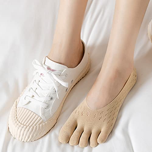 Verdancy 3 Pairs Toe Socks No Show Low Cut Socks For Women Summer Yoga Lace Liner Socks With Non-Slip Heel Grip Breathable (3 Pairs Of Nude Floral) #TOP4