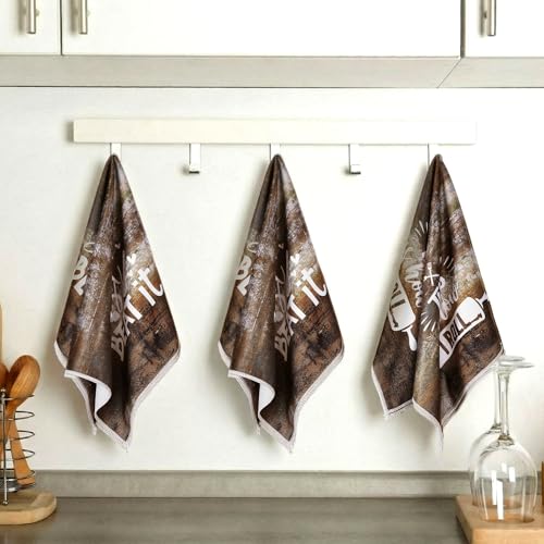 Image of Bencailor 6 Pcs Farmhouse Kitchen Towels Brown Kitchen Decor and Accessories Dish Towels Absorbent Fast Drying Hand Tea Vintage Hanging Reusable Cleaning Dishcloths for Cooking Farmhouse Accessory