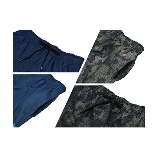 TEX2FIT Boy's 2-Pack Quick Dry Swim Trunks for 7-14yrs Boys with Mesh Lining and Pockets (2pcs Set) (Green Camo/Blue Stripe, Medium (10)) - Image 5