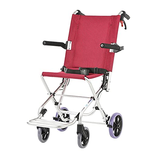 Sedia a rotelle ultraleggera pieghevole da viaggio con braccioli e poggiapiedi – Sedia da transito a propulsione per anziani disabili