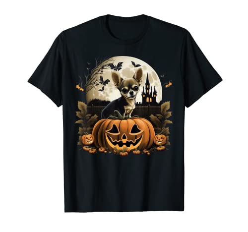 Pumpkin Chihuahua Costume on Chihuahua Halloween T-Shirt