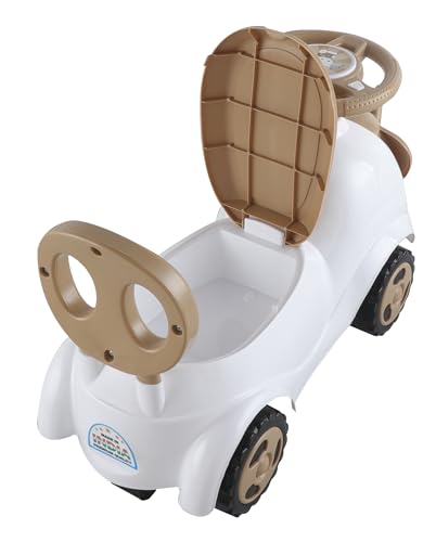 Image of JoyRide Ride on & Car for Kids with Music & Horn Steering, Push Car for Baby with Backrest,Under Seat Storage & Big Wheels, Ride on for Kids 1 to 3 Years Upto 25 Kgs (Elephant, Brown)