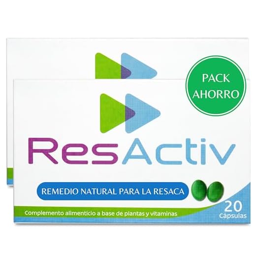ResActiv Anti Resaca 40 Cápsulas con Cardo Mariano, Silimarina, Granada y Vitaminas A, C y E - Protege Durante la Ingesta y Elimina los Efectos Posteriores - 40 Pastillas Resaca