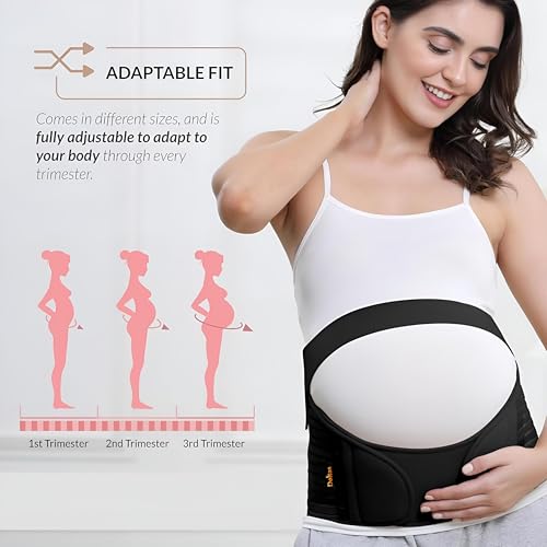 Image of DOLTAS Maternity Belt - Adjustable Pregnancy Support Belt for Belly, Back & Pelvic Relief - Comfortable Pre Natal Belly Band - Breathable Pregnancy Belt for Prenatal & Postpartum Belly Support - Pack Of 1 (Black)