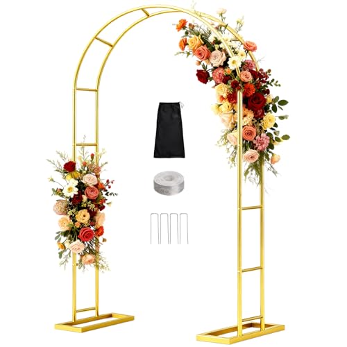 Patent Applying DEVISEFUN 7.2FTx4.3FT Balloon Arch Stand Metal Pergola Arbors Garden Arbors and Arches Trellis for Climbing Plants Outdoor Gold Wedding Arch for Party Decoration Wide Arbor