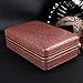 KEENSUN Cigar Case- 4-Finger Brown Ostrich Pattern Genuine Leather Travel Cedar Wood Cigar Humidor with Cigar Cutter and Cigar Holder Great Gift for Men