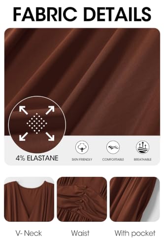 Image of Runwind Plus Size Maxi Dress 3 /4 Sleeve V-Neck Pleated Faux Buttons Pockets