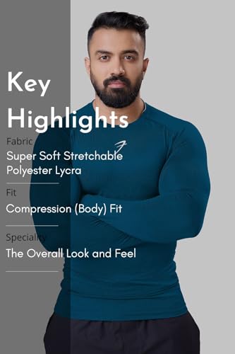Image of FUAARK Men's Full Sleeve Compression T-Shirt - Athletic Base Layer for Fitness, Cycling, Training, Workout, Tactical Sports Wear