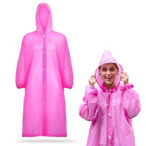 Rain Ponchos for Adults Reusable Rain Coats with Hood and Drawstring Thicken Ponchos Waterproof for Women