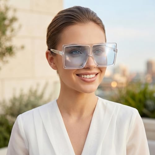 Image of The Fresh Large Oversized Fashion Square Flat Top Sunglasses - Exquisite Packaging