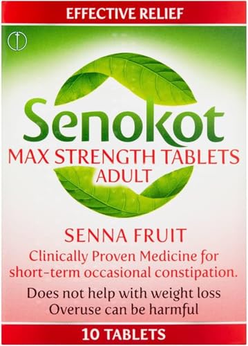 Senokot Strength Max Tablets Adults Senna Fruit 10 Count Constipation Relief for Adults Dual Action Laxative Double Action Constipation Relief Effective Overnight
