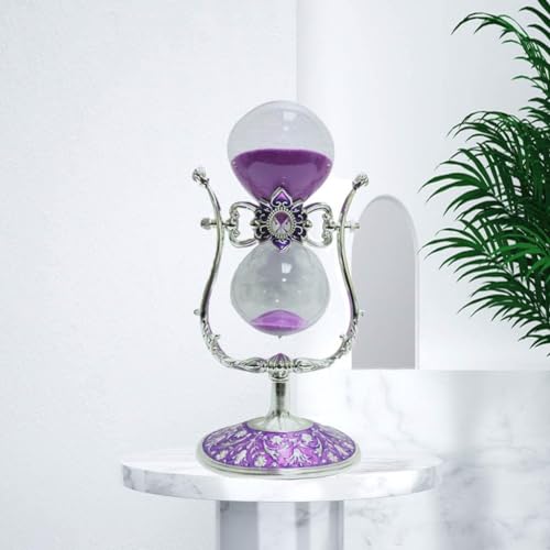 NIUASH Vintage Metal Hourglass, 15 Minute Sand Timer, Purple, for Home Decor, Office, Wedding, Kitchen