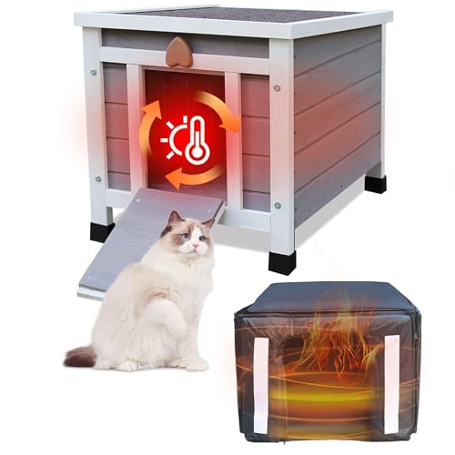 Feral Kitty Niche pour Chat Extérieur avec Doublure Isolée pour l'hiver Imperméable Clapier pour Lapin Chat