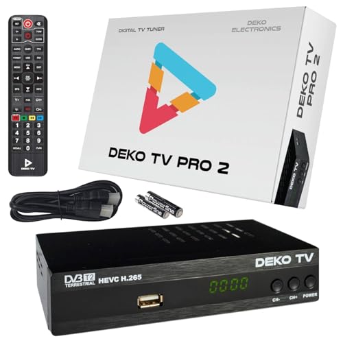 Deko TV PRO2 - Decoder Digitale Terrestre 2024 WiFi - Decoder TV 2024 - DVB-T2 Decoder PVR HEVC - Main 10 Bit - USB WiFi Multimedia PVR [2in1 telecomando]