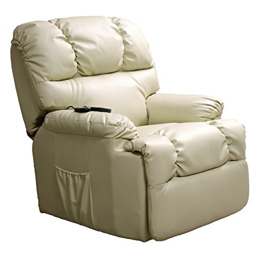 PowerHome Sillón Relax Levantapersonas con Motor Eléctrico, Modo Masaje y Calor, Beige, Talla única