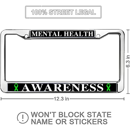Mental Health Awareness Metal License Plate Frame Mental Health Saying Car Chrome License Plate Frame Mental Health Quotes Car Accessories License Plate Frame Female Male #TOP1