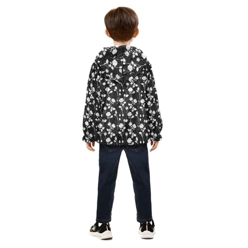 Rose Flowers Boys Fleece Coat,Children's Zip-Up Hoodie Jacket,Baby Warm Fashion Outerwear 3-10T,A1133414