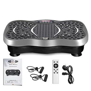 FK Sports Vibration Plate Exercise Machine, Vibration Fitness Trainer with Bluetooth Speaker, Remote, 99 Intensity Levels, 5 Programs, 2 Resistance Bands Speed Adjustable For Whole Body Workout