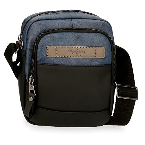 Pepe Jeans Ocean Medium Bleu Sac à bandoulière 17x22x8 cm Polyester avec détails en cuir synthétique
