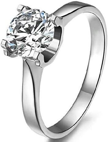 rackerose Real Moissanite 2CT Micro Paved Mount 14K Solid White Gold Jewelry Engagement Ring Lab Synthetic Diamond Moissanite Wedding Ring(Multi-Color,6)