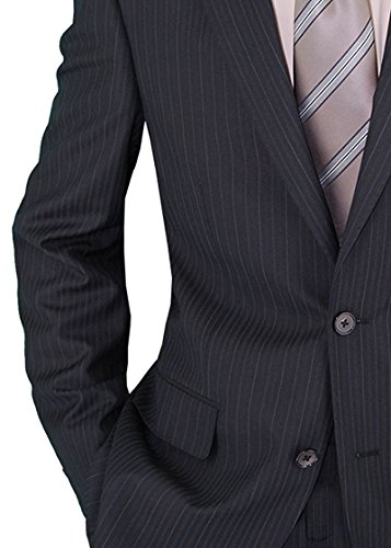 Salvatore Exte Men's Two Button 2 Piece Suit Jacket Flat Front Pants Striped3