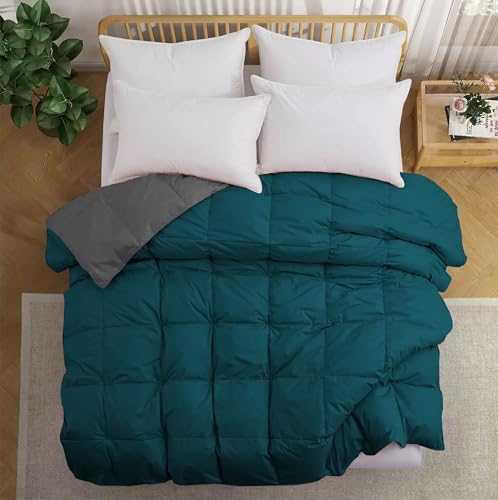 Image of Fluffy 600 GSM Winter Comforter Double Bed Size 90 inchX100 inch - 600 GSM Heavy Winter Quilt Microfiber Rajai /Duvet /Blanket Super Soft Double Bed - Teal /Dark Gray Color