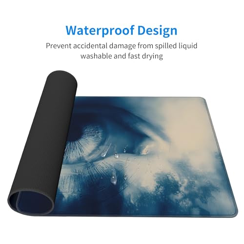 Image of Blue Eyes Abstract Extended Gaming Mouse Pad, with Stitched Edges Large Mouse Pad Desk Protector, Rubber Base Mousepad Keyboard Mouses Mat for Work Game Office Home- 32 inch X 12 inch Inch,E669