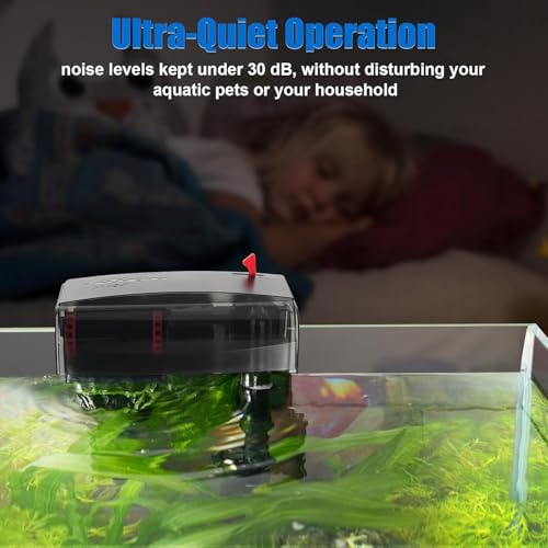 Image of AQQA Aquarium Filter 10-30 Gallon Fish Tank Filters with Bio-Wheel Power, Hang on Back Aquarium Filter, Adjustable Flow Hob Filter, Quiet Efficient and Silent Operation (8W 110 GPH)
