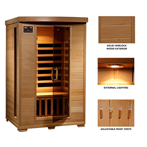 Blue Wave BSA2409 Heatwave Radiant Saunas 2-Person Hemlock Infrared Sauna thumb #3