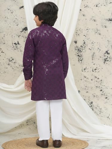 Image of AJ DEZINES Kids Kurta Pajama Set For Boys | Embroidery Chikankari Kurta Set | Traditional & Festive Outfit | Cotton Stylish Boys Kurta Pyjama | Perfect For Festivals Wedding & Family Function