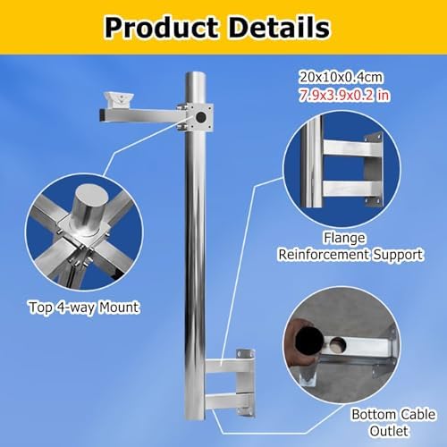 L-Shaped Security Camera Mounting Bracket - Durable Wall-Mount Stand with Installation Kit for Fence & Wall Surveillance, Adjustable 1m-3.3ft, Ideal for Outdoor Use