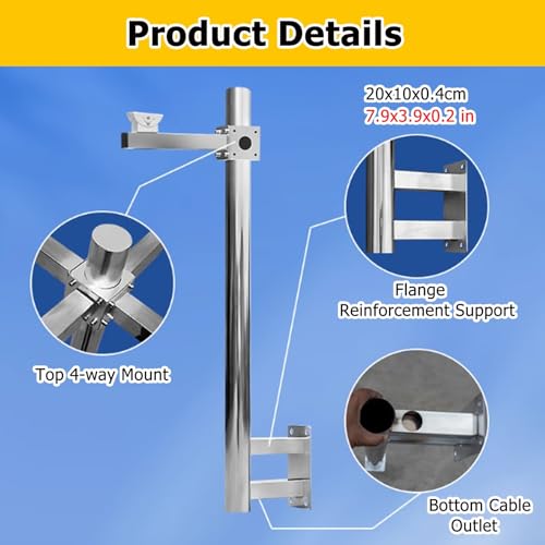 Support de caméra mural acier inoxydable mât de surveillance 2 m