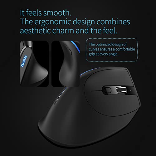 Attoe Ergonomic Mouse,2.4G Wireless Right Handed Vertical Computer Mouse Rechargeable Pc Gaming Mouse Optical Usb Mice For Laptop Mac #TOP7
