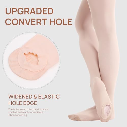 MANZI Convertible Dance Tights Adult Women Pro Transition Ballet Tights Ultra-Soft Pack of 23