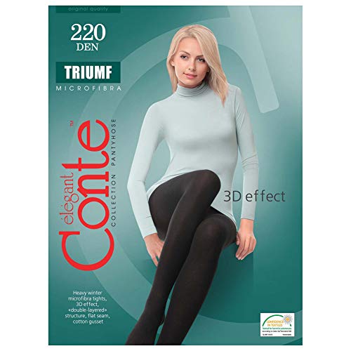 Image of Conte Women's Warm Thick Full Length Black Winter Tights 220 Denier - Triumf