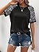 Women Sequined Splicing Short Sleeve T-Shirt Fashion Sparkle Sequin Party Tops Glitter Summer Beach Vacation Tee Shirt(Black,L)