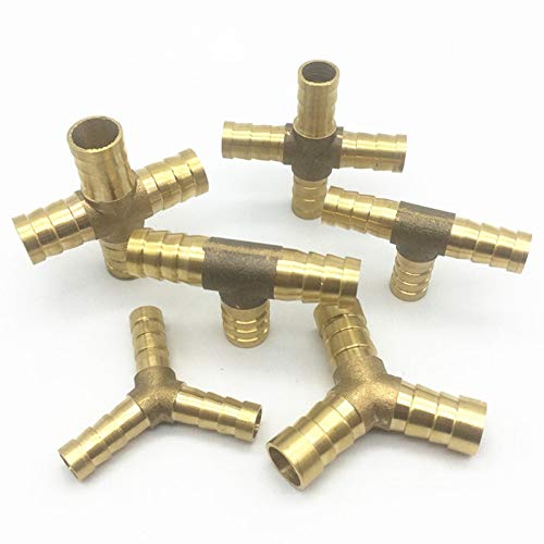 Fashion SHOP Accesorios de tuberia Brass Splicer Accesorio de tubería de 3 vías de 4 vías Manguera de 6 mm 8 mm 10 mm 12 mm de Cobre de púas Conexión (Color : T Type, Thread Specification : 6mm)