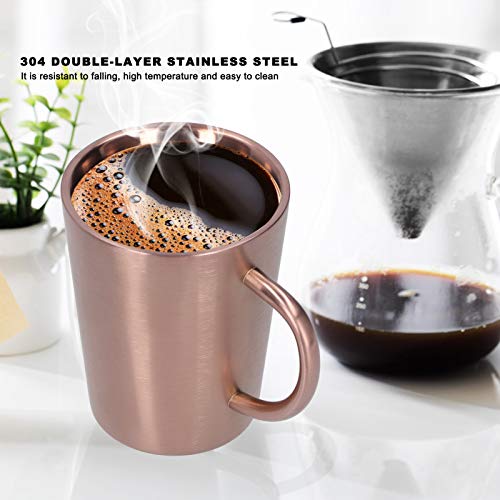 Taza de café, taza de cerveza de acero inoxidable 304 con empuñadura, vajilla de doble pared, taza de café al vacío de… - Imagen 4