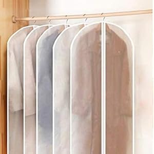 5 Pcs Clear Suit Bags for Closet Storage and Travel Garment Bags for Hanging Clothes Full Zipper Coat Carrier Moth-Proof Breathable Suit Cover