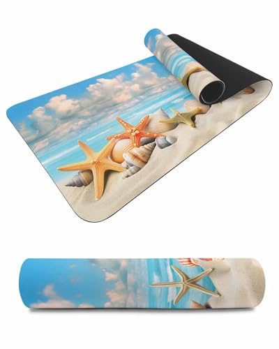 Debedcor Heat Proof Table Pads Waterproof Decorative, Coastal Beach Non-Slip Table Countertop Protector, Summer Ocean Conch Shell Insulation Mat for Kitchen Room, 40 x 12 Inches