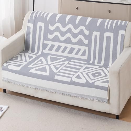 Image of HOKIPO Premium Chenille Sofa Cover for 2 Seater Sofa |'Urban Tribe' Grey (AR-6350-GRY)